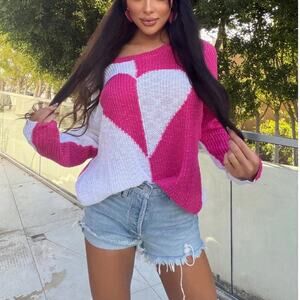 Valentine's Colorblock Heart Knit pullover Sweater